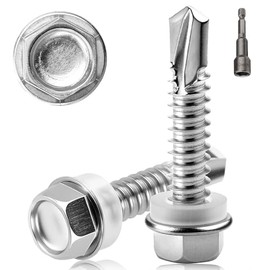 300 PCS Self Tapping Screws Metal M4.2X16MM Hex Head Self Drilling Screws 410 Stainless Steel Tech for Metal Tapping Bolts for Ventilation Pipes Corrugated Roofing Windows with Hex Socket