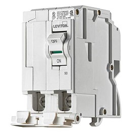 Leviton LB290 90A 2-Pole Plug-On Standard Branch Circuit Breaker, Hydraulic Magnetic, 120/240 VAC, White