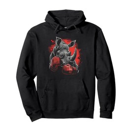 Boxing Rhino Boxing Gloves Kickboxing Funny Boxer Rhinoceros Pullover Hoodie