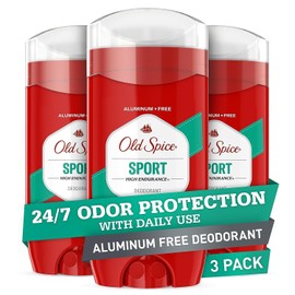 Old Spice Aluminum Free Deodorant for Men, 24/7 Odor Protection, Eliminates Odors with Lasting Freshness, High Endurance, Sport Scent, 3 oz (Pack Of 3)