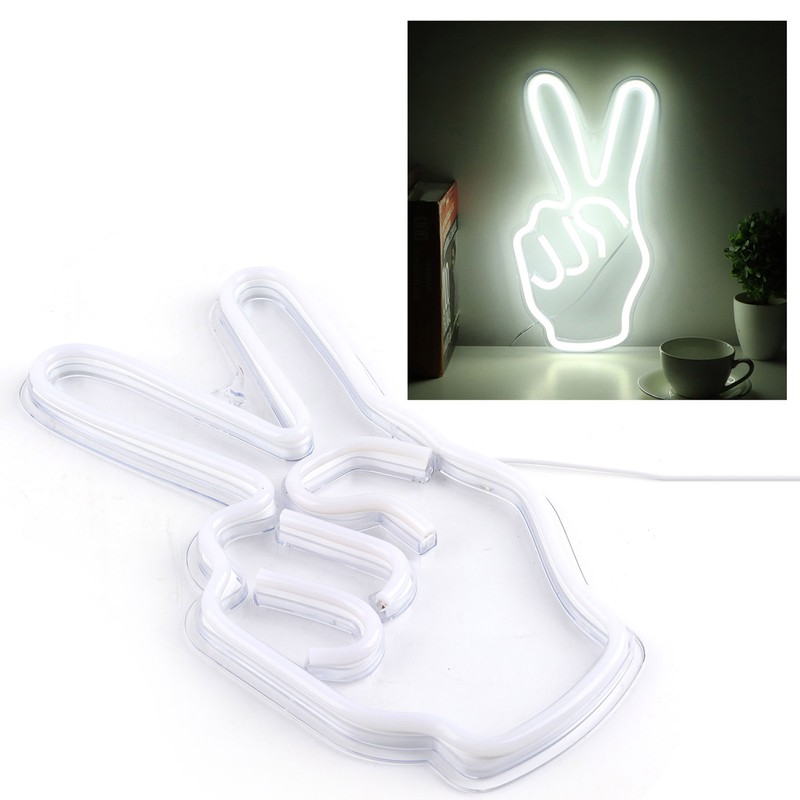 Neon Sign Light Innovative Victory Gesture Decorative Lamp USB Powered