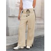 Fisoew Womens Wide Leg Pants Drawstring High Waisted Striped Baggy