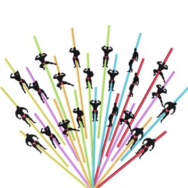 24pcs Reusable Bachelorette Party Straws，Bachelorette Party Favors,Male Dancer Birthday Party Gift Decorations Suitable Bridal Shower Party Supplies Bodybuilding Decoration With 2 Clean Brush 6color