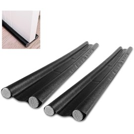 BONACHAN Protector y Guardapolvo para Puerta 2 Piezas, Tope para Puerta de Bajo Puerta,Impermeable,Diseño de Doble Borde,Bloqueo de Ruido,Insecto Polvo Prevención,Genial para Hogar y Cocina (Negro)