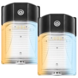 CINOTON 26W LED Wall Pack Light with Dusk to Dawn Sensor, 3CCT 3000K/4000K/5000K, 26W/18W/13W Switchable, [100-277Vac] IP65 Waterproof Outdoor Security Flood Lighting for Garage Warehouse 2 Pack