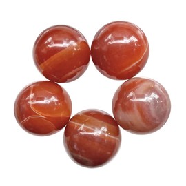 Fekuar 5Pcs Carnelian Crystal Sphere Ball Set, Polished Healing Energy Mineral Gemstone Balls for Reiki Chakra Decoration Fengshui 20mm