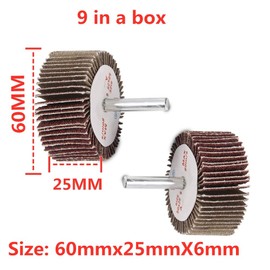 FEIHU Lamellar sander, grinding heads, fan grinder set, diameter 60 x 25 x 6 mm. The grinding wheel is suitable for cleaning rust/welding burrs. Suitable for all electrical/rotary tools, grain size 80