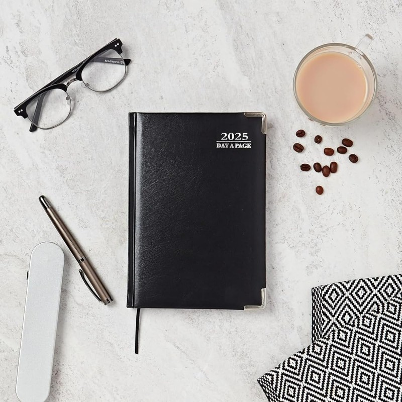 Executive Edition A5 2025 Diary Day A Page - Black