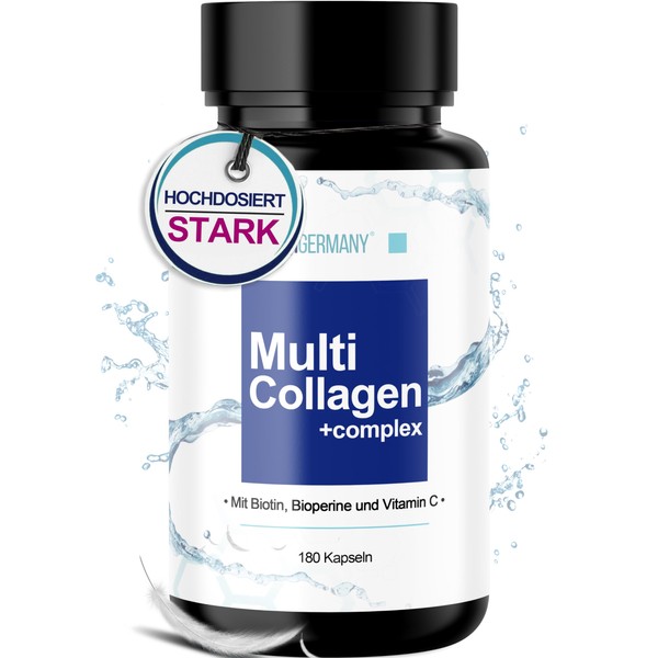 MBMGermany® Multi Collagen Capsules [High Dose] + Hyaluronic Acid, Biotin, Bioperine, Vitamin C + Laboratory Tested by Dr. Mang - Pack of 180