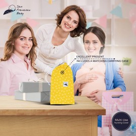 Cotton Nursing Cover – Large Breastfeeding Cover with Built-in Burp Cloth & Pocket – Soft, Breathable, Chemical-Free, 360° Coverage, Yellow Nursing Cover for Breastfeeding by San Francisco Baby