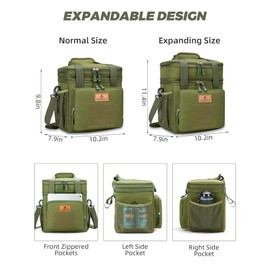 Tactical Lunch Box, Large Expandable Insulated Lunch Bag, Durable Leakproof Cooler Bag for Men/Women/Adults/Work Office Outdoor Picnic Trip,15 L, Army Green, HSHRISH