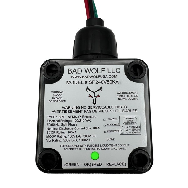 Type 1 Surge Protector, 120/240VAC Split Phase, 50kA ITMOV Technology,