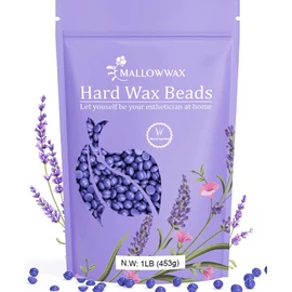 Mallowwax Hard Wax Beads, Wax Beans for Hair Removal, Natural Lavender, Stripless, Coarse Body Hair Specific - Ideal for Bikini, Brazilian, Legs, Underarms, Chest, 16 Ounce