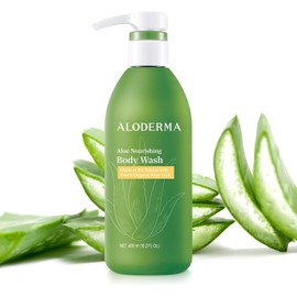 Aloderma Gel De Ducha Nutritivo Con Aloe Vera Fresco Y Orgánico Para Piel Seca Y Sensible. Limpiador Corporal Hidratante Con Manteca De Karité Y Alantoína. Deja La Piel Suave, Hidratada Y Nutrida. 473