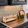 Pssopp Oil Bottle Rack, Wooden Kitchen Organizer Shelf Rack with