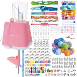Caydo iCord Bracelet Maker Kit for Beginners, Electric i-Cord Knitting Machine, Automatic Knitting Yarns to i-Cords, 352pcs Bracelet Making Accessories, Efficiently DIY Knitting Kit for Crocheters