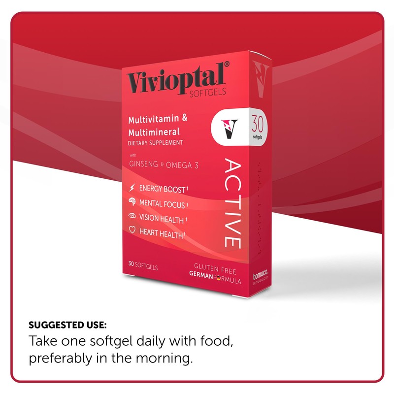 Vivioptal Active, 30 Softgels, Ginseng & Omega 3, Multivitamin &