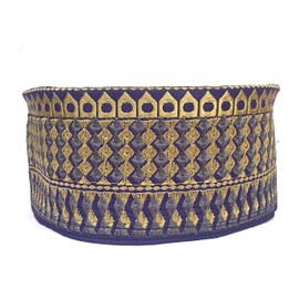 Kufi Men's Unisex Skull Cap Broad Strap Solid Hat with Hand Embroidery Kufi Caps Knitted Beanie Summer Headwear Long Hats (Blue Green, 61)