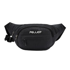 PELLIOT Fanny Pack for Women Men CrossBody Belt Bag Multi Pockets Waist Pack Water Repellent Adjustable Sling Bag for Hiking Running Cyling Traveling Outdoor Black