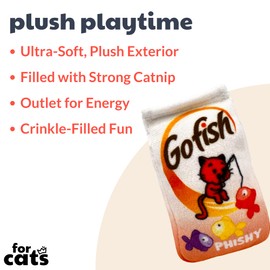 Huxley & Ket Plush Cat Toy | Go Fish Phishy | Snack Attack Strong Catnip Filled Cat Toy | Plush Interactive Kitten and Cat Toy with Catnip and Crinkle | Kittybelles