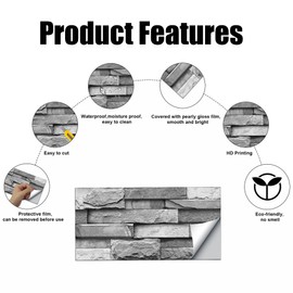 Grey Peel and Stick Kitchen, 12 Sheets Stick on Subway Tile Self Adhesive 6''x12 Wall Tiles Waterproof PVC Stick on Backsplash Vinyl Decorative Tiles Stickers for Bathroom