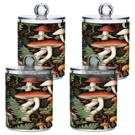 Zhirexin Cartoon Mushroom 2PC Airtight Transparent Glass Storage Jar, Food Storage Container Glass, Can Store Candy, Salt, Coffee Beans, With lid, Easy To Use