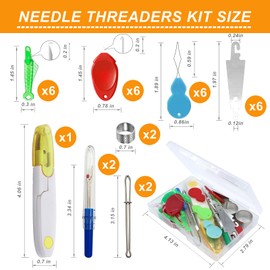 Needle Threaders Kit,32 Pcs Needle Threaders for Hand Sewing Include Fish Easy Threader,Gourd Shaped Sewing Needle Threader,Thumb Shaped Threaders for Sewing,Stainless Steel Needle Threader Tool