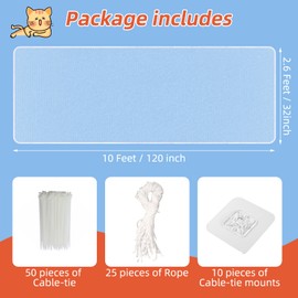 Dovesail Banister Guard 10 ft L x 2.6 ft H, Deck Safety Net for Baby Proofing, Balcony Mesh Netting, Stairway Deck Rail Mesh Netting for Child Safety, Pet Safety & Toy Safety – White