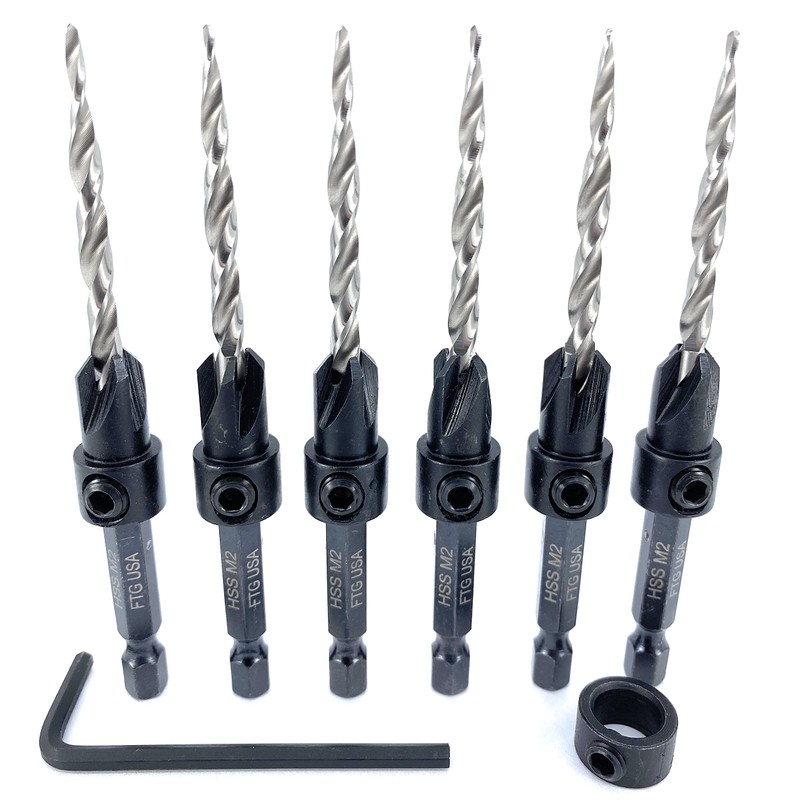 FTG USA 6 Pc #8 (11/64") Countersink Drill Bit Set