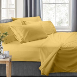 Clara Clark RV Queen Sheets, 6 Piece RV Sheets Set - Hotel Luxury Sheets for RV Bunks, Super Soft Bedding Sheets & Pillowcases, RV Short Queen Sheets, Yellow