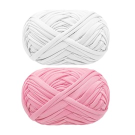 Spldsun 2 Pieces Weaving Yarn, Crochet Yarn, T-Shirt Yarn, Knitting Crochet Yarn, DIY T-Shirt Yarn, for Knitting Crochet Yarn, Basket Weaving Accessories