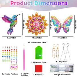 Jukibole Wind Chime Craft Kit for Girls 5-12 Years, DIY Suncatcher with Sparkling Crystals, DIY Diamond Painting Wind Chimes Birthday Gift for 5 6 7 8 9 10 11 12 Years