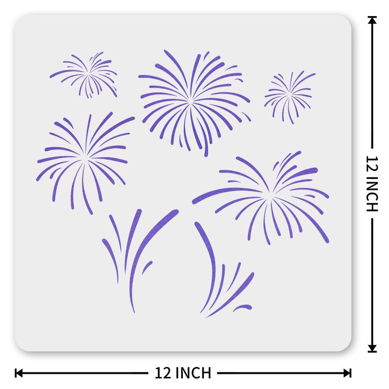 MAGJUCHE Fireworks Stencil 12 Inches, Reusable Firework Stencil for Painting
