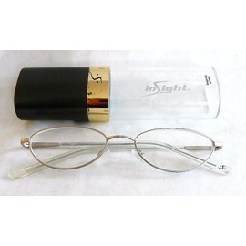 +2.75 Insight Quality Pewter Wire Frame Reading Glasses w/ Hard Case (191) + FREE Bonus Micro-suede Cleaning Cloth