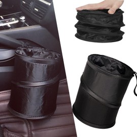 Car Rubbish Bin, Foldable Car Rubbish Bin, Foldable Car Waste Bin, Portable Car Bin for Hanging, for Car, Camping, Travel, Black