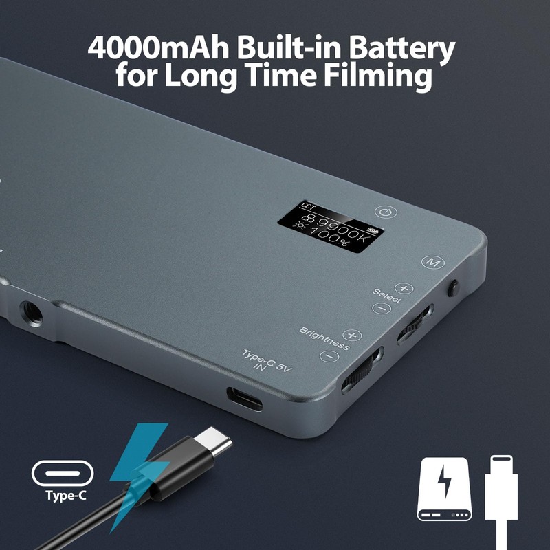 ENEGON 4000mAh Rechargeable Mountable Bicolor LED Video Light with Mini