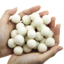 Zasy Bolas de fieltro de lana de aguja de 20 mm para decoración del hogar, abalorio de joyería de moda (blanco)