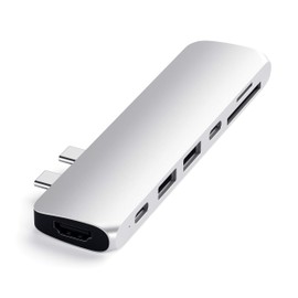 SATECHI Type-C Pro Hub Adapter mit USB-C PD (40 Gbps), 4K HDMI, USB-C Data, SD/Micro Card Reader, USB 3.0 – Für M2/M1 MacBook Pro/Air (Silber)