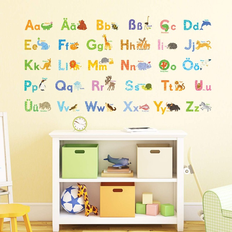 DECOWALL DS-1808DE ABC German alphabet wall sticker for children, letters