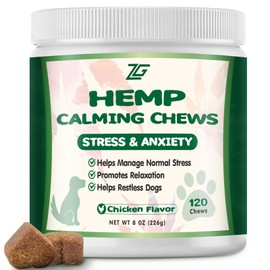 ziehooGe Calming Chews for Dogs, Dog Calming Chews - Anxiety Relief Treats - Dog Supplements Helps with Separation, Barking, Stress Relief, Composure, Promote Relaxation - Natural Ingredients
