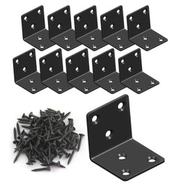 Black Stainless Steel Shelf Bracket,Joint Right Angle Bracket,L Shape Heavy Duty Metal Corner Brace Shelf Supporter for Wood Aufuga (10, 2x2x2)