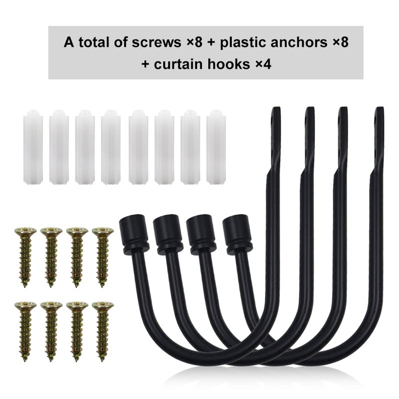 4 Pcs Curtain Holdbacks, Wall Mounted Metal Drapery Tiebacks, Decorative