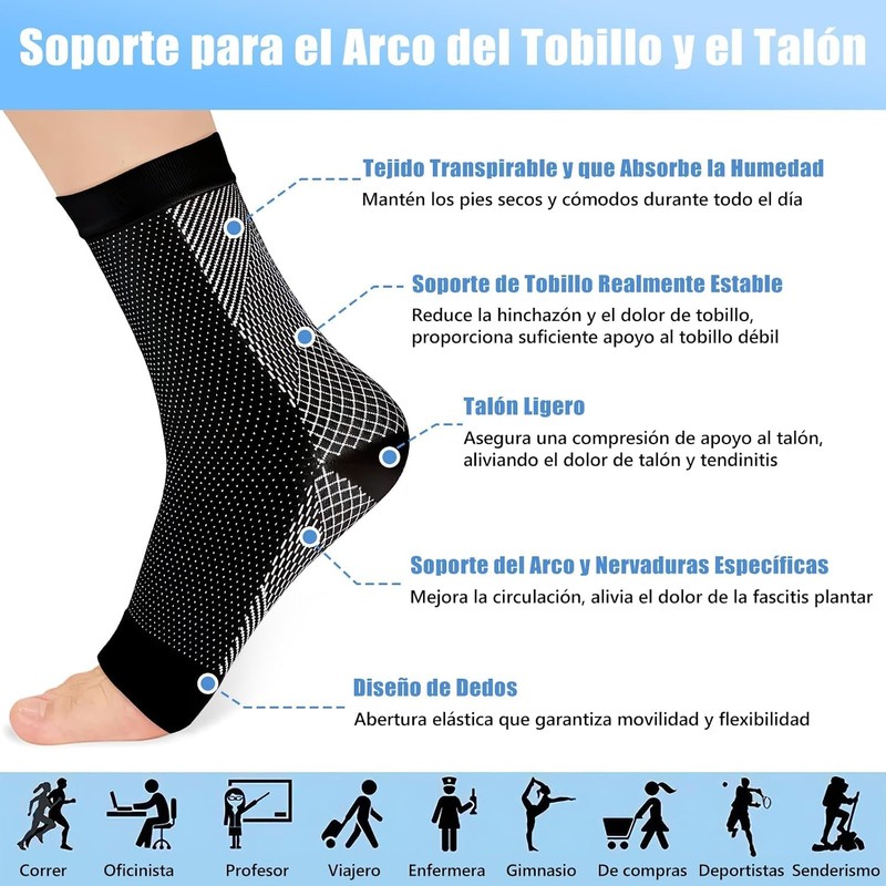 Tobillera para Esguince de Compresión, Tobillera para Fascitis Plantar L/XL