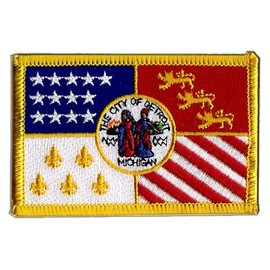 Flags USA City of Detroit Flag Patch Flag FRITZE® + Free Sticker