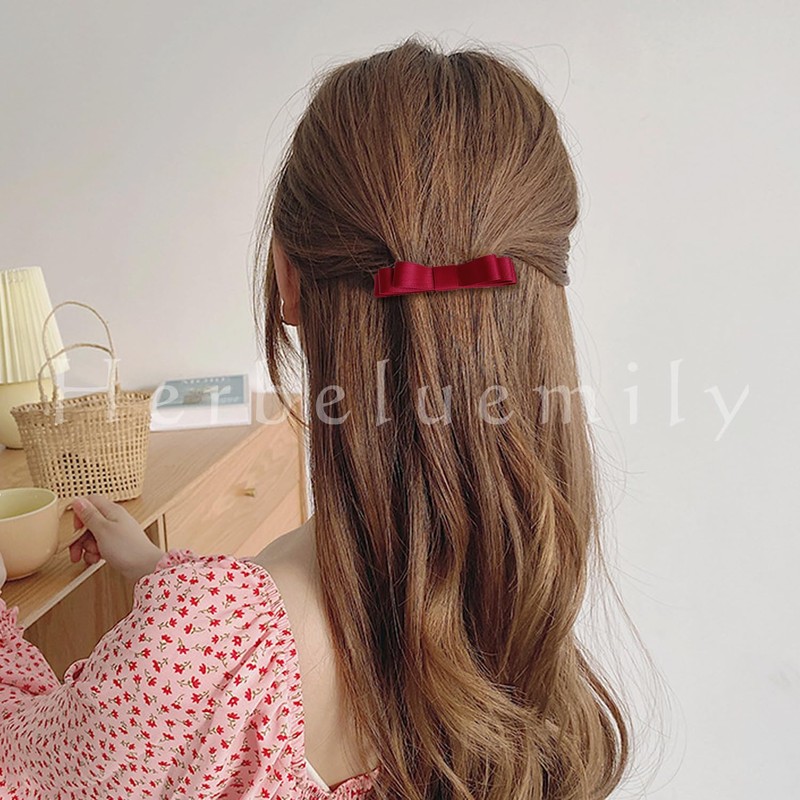 Herbeluemily Ribbon Satin Barrette 2-Piece Set Simple Adult Formal Fashionable