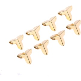 Yetaha Pack of 8 gold metal three-sided box corner protectors, retro edge protection, vintage edge cover, 22 cm x 22 cm x 22 cm for wooden boxes, boot boxes and other furniture, decorative feet leg