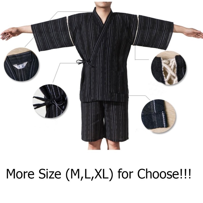 Fancy Pumpkin Jinbei Men’s Japanese Yukata Kimono, House Robe, Pyjamas,