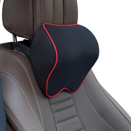 DIZLAS Neck Pillow, Headrest, Neck Pad, Car Neck Cushion, Gaming Chair Pillow, Car Accessories, Back Pain Care, Posture, Serport (Black x Red Stitch)