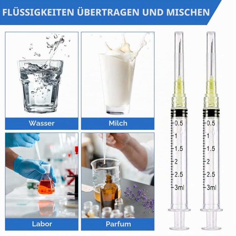 Pack of 100 3 ml 20G 25 mm Plastic Tube,