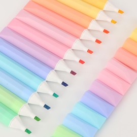 MOTIBACK 12 Pack Pastel Highlighters Aesthetic Chisel Tip Markers for Journaling, Note Taking, Planning (Soft Colors)